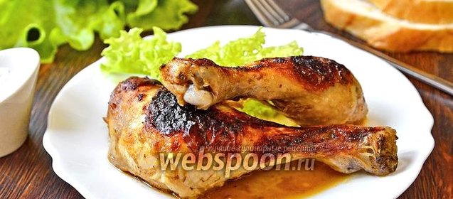 Куриная голень под калиновым соусом