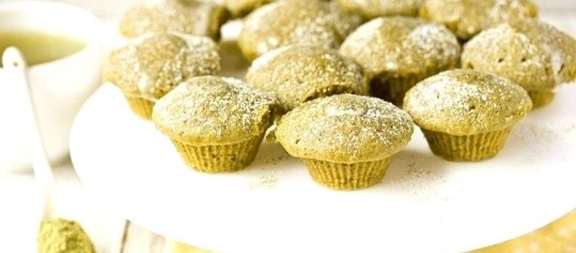 «Зелёные» кексы с чаем маття в микроволновке