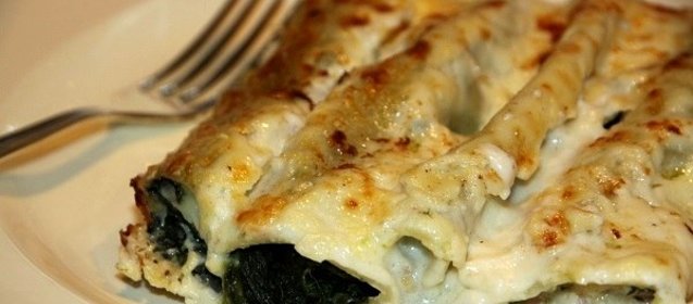 Каннеллони со шпинатом и ветчиной в микроволновке