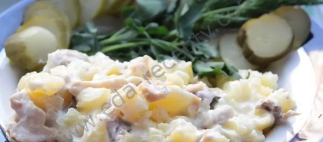 Картошка с грибами в микроволновке