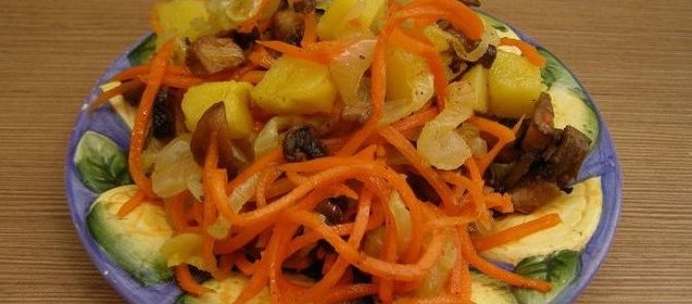 Салат из корейской моркови с грибами