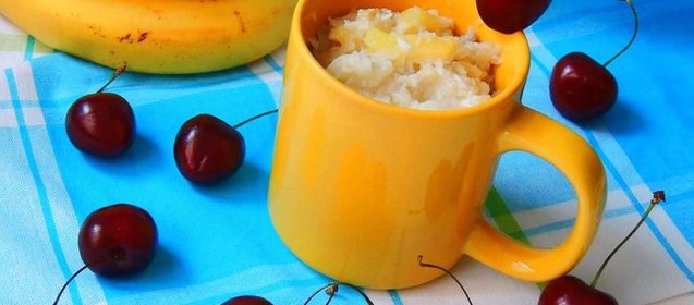 Завтрак за 5 минут в микроволновке из рисовых хлопьев