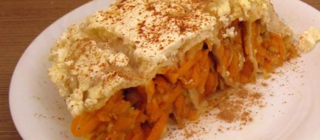 Запеканка из лаваша с тыквой и яблоком (в микроволновке)