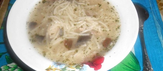 Суп с вермишелью и грибами в микроволновой печи