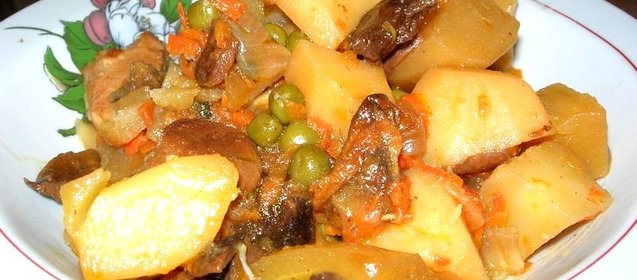 Картофель с мясом в микроволновке